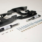 C8 vertical doors at-home installation hardware kit with black metal brackets and silver bolts