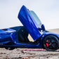 Blue Lamborghini Huracan with Vertical Doors Inc Lambo door kit for Lamborghini Huracan installed open